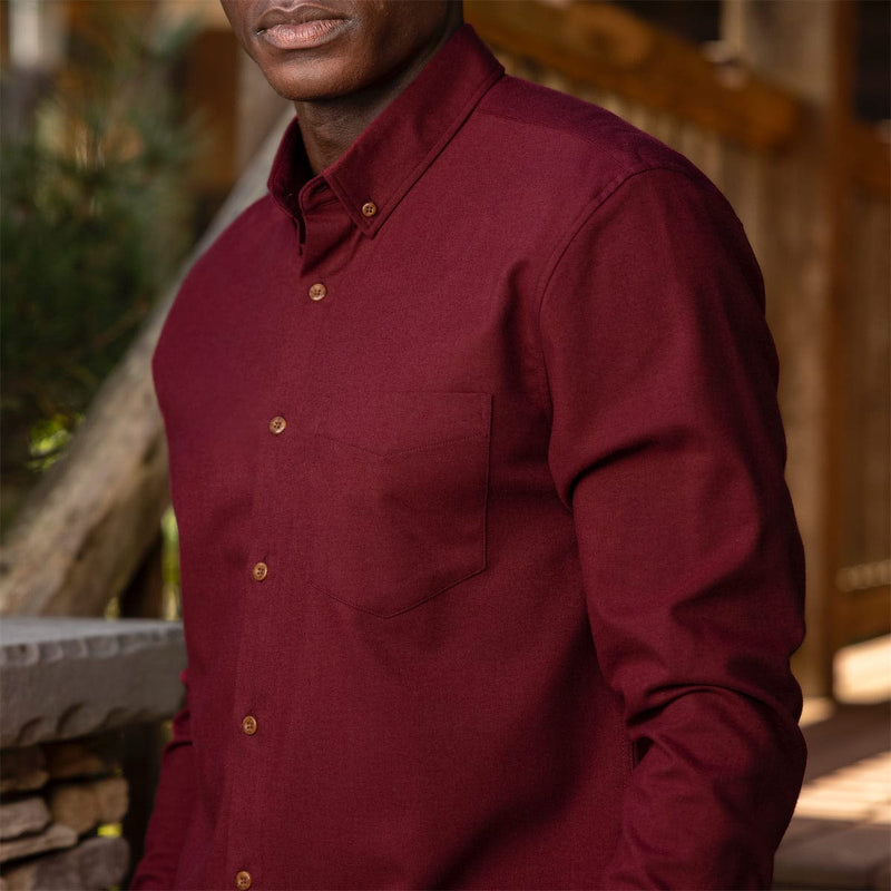 RSVLTS Burgundy BorlandFlex Long Sleeve Flannel (2024 Fit) in Red — detail 3