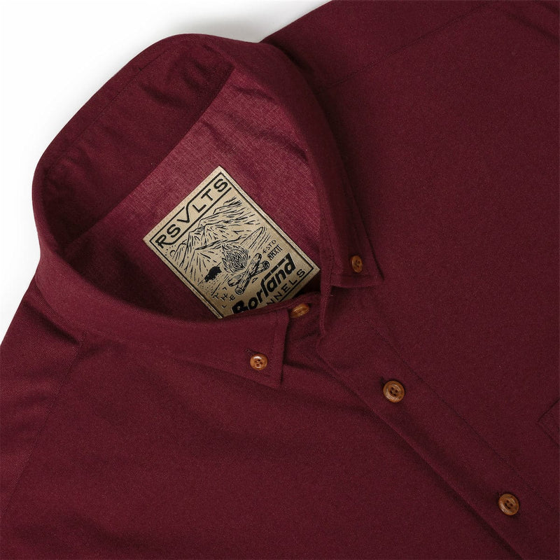 RSVLTS Burgundy BorlandFlex Long Sleeve Flannel (2024 Fit) in Red — detail 4