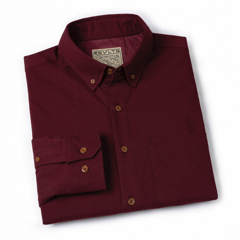 RSVLTS Burgundy BorlandFlex Long Sleeve Flannel (2024 Fit) in Red — detail 7