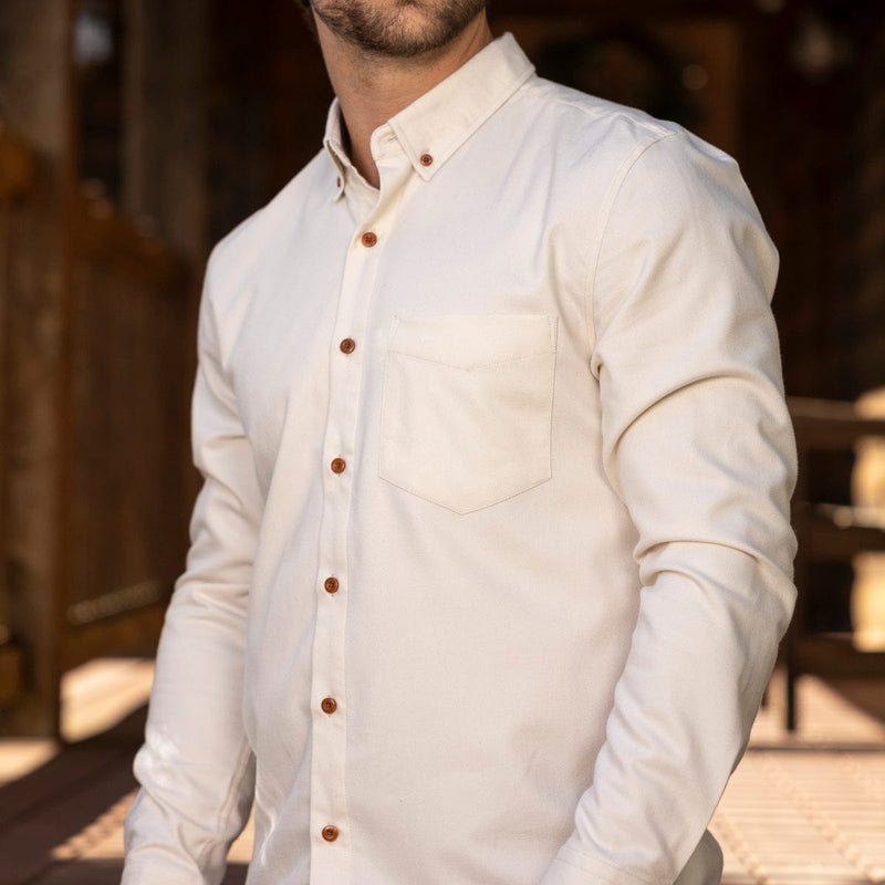 RSVLTS That’s Bone BorlandFlex Long Sleeve Flannel (2024 Fit) in Neutral — detail 3