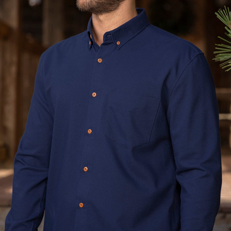 RSVLTS Navy BorlandFlex Long Sleeve Flannel (2024 Fit) in Blue — detail 3