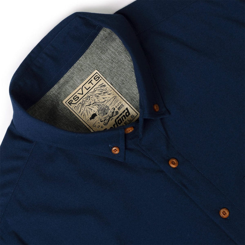 RSVLTS Navy BorlandFlex Long Sleeve Flannel (2024 Fit) in Blue — detail 4