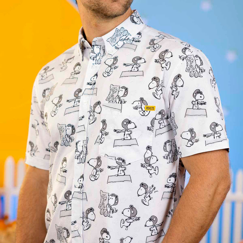 RSVLTS The Flying Ace KUNUFLEX Short Sleeve Shirt in Gray — detail 3