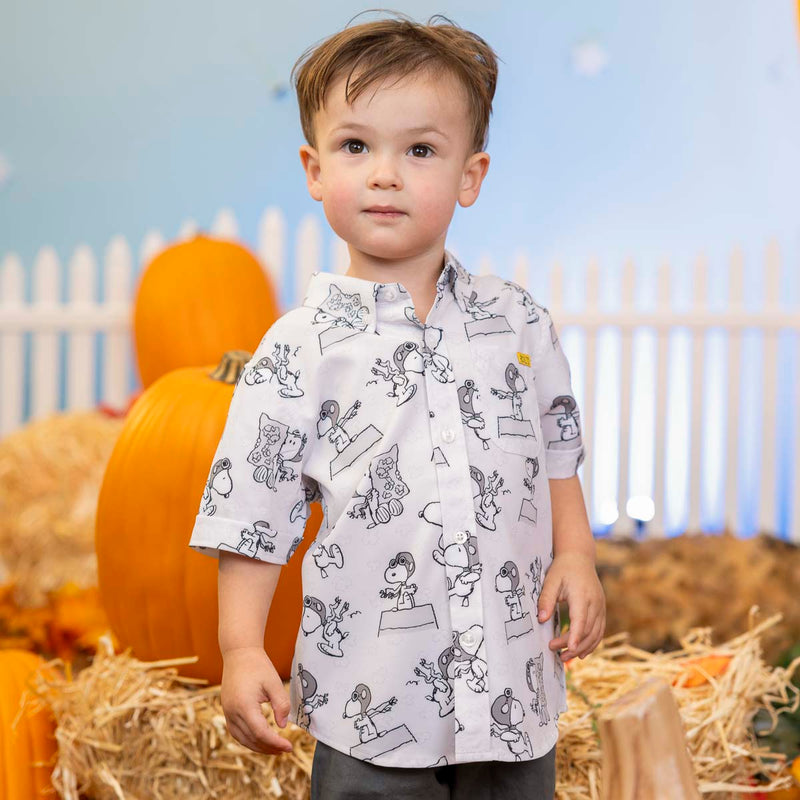 RSVLTS The Flying Ace Preschool KUNUFLEX Short Sleeve Shirt in Gray — front view