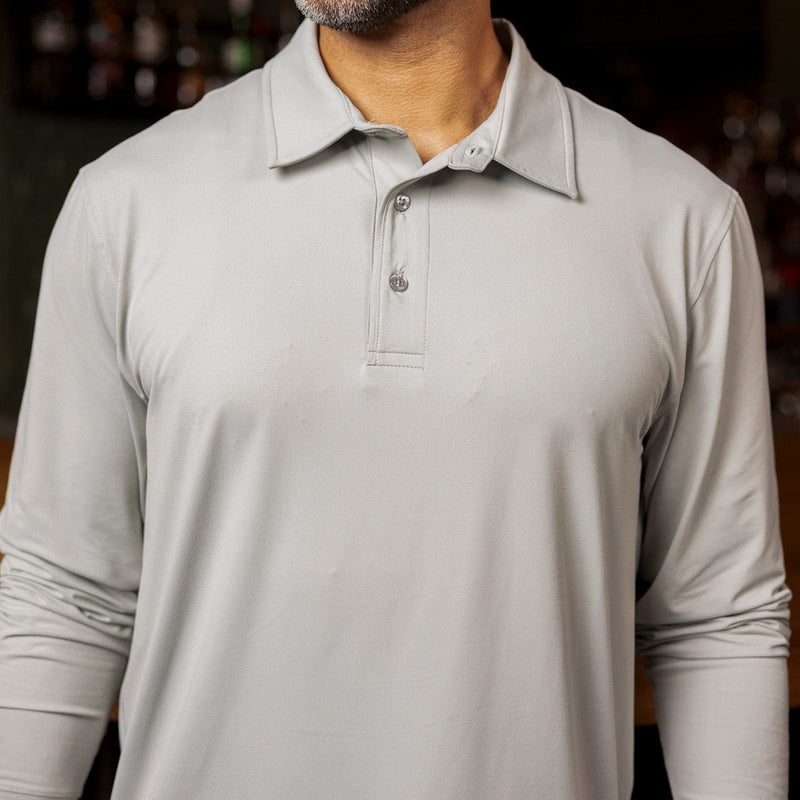 RSVLTS Limestone Commuter Long Sleeve Polo — front view