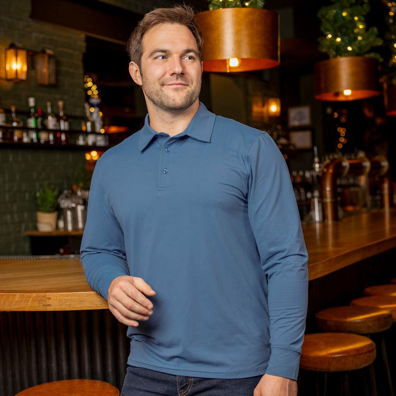RSVLTS Seafarer Commuter Long Sleeve Polo in Blue — detail 2