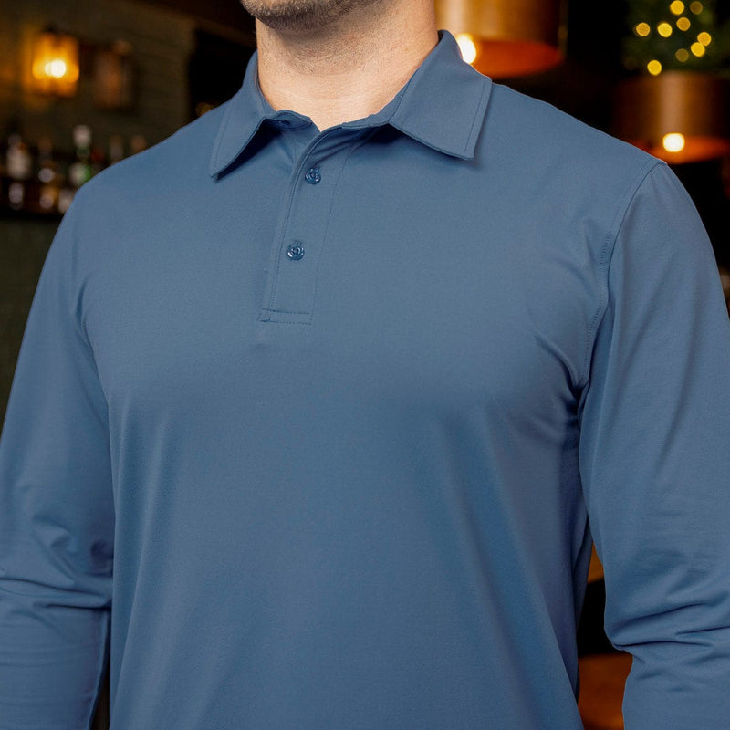 RSVLTS Seafarer Commuter Long Sleeve Polo in Blue — detail 3