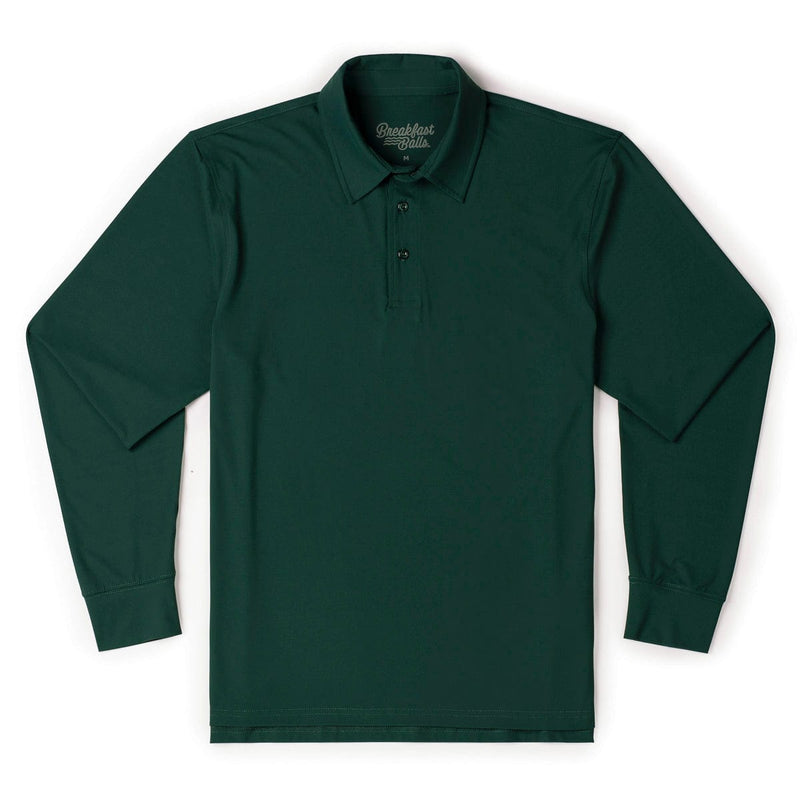 RSVLTS Smoke Pine Commuter Long Sleeve Polo in Green — detail 2