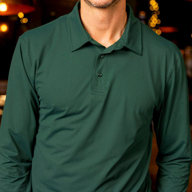 RSVLTS Smoke Pine Commuter Long Sleeve Polo in Green — detail 3