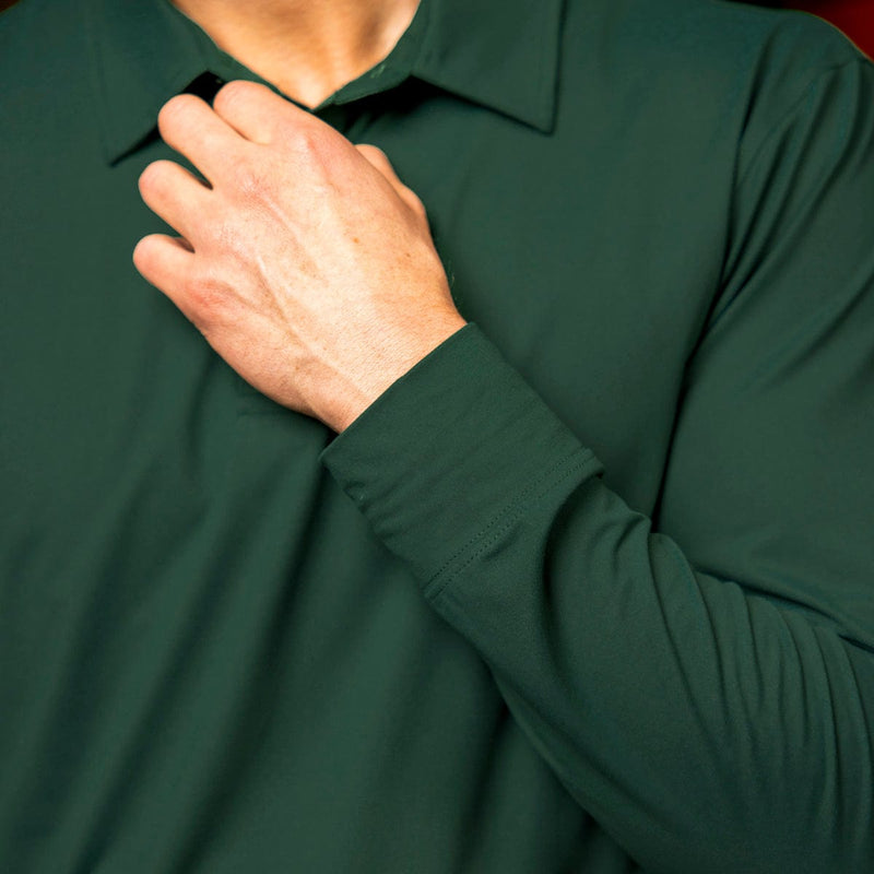 RSVLTS Smoke Pine Commuter Long Sleeve Polo in Green — detail 6