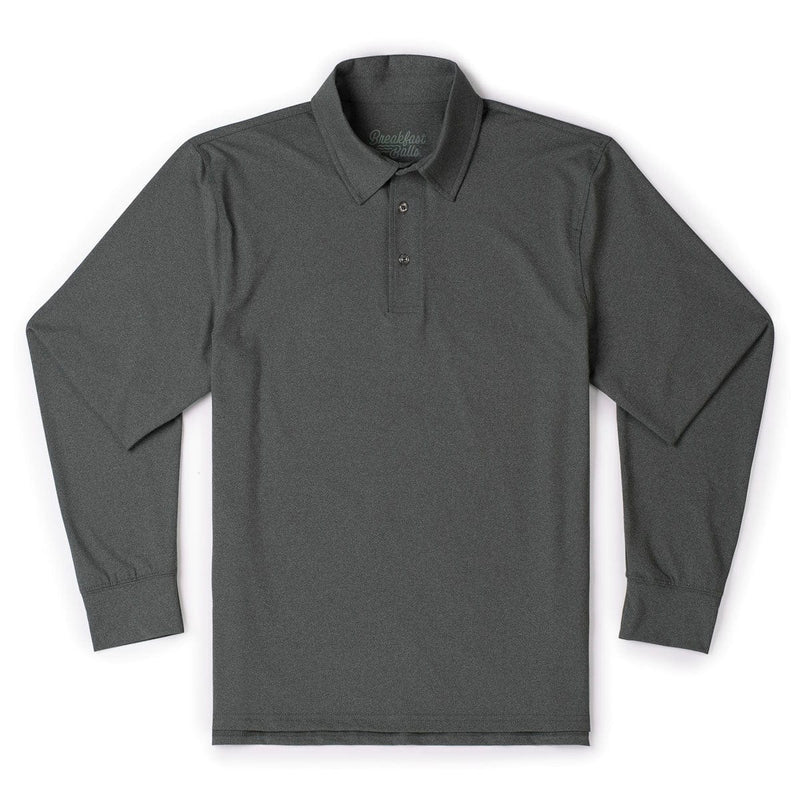 RSVLTS Iron Gate Melange Commuter Long Sleeve Polo in Gray — detail 2