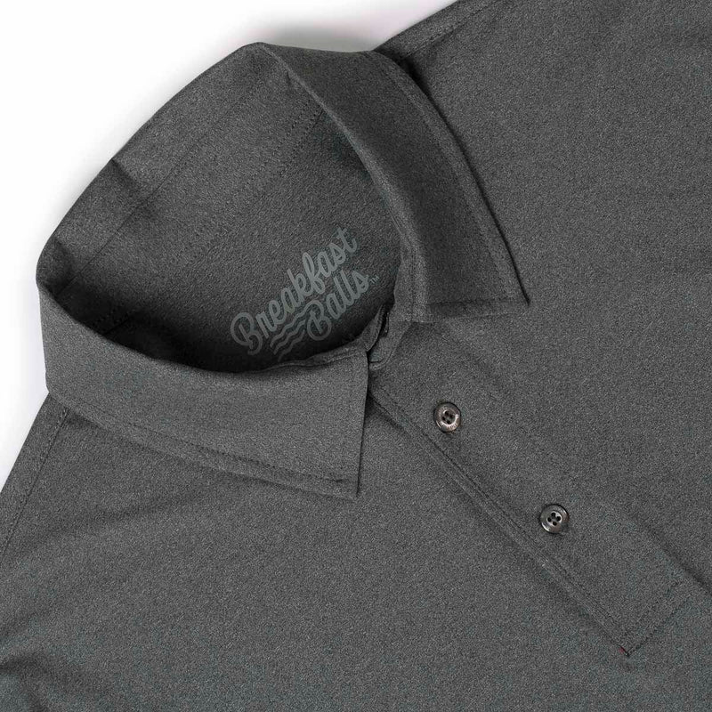 RSVLTS Iron Gate Melange Commuter Long Sleeve Polo in Gray — detail 4