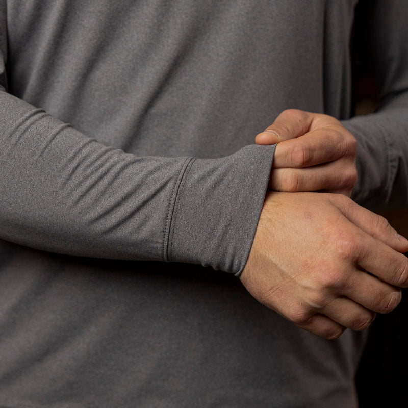 RSVLTS Iron Gate Melange Commuter Long Sleeve Polo in Gray — detail 6