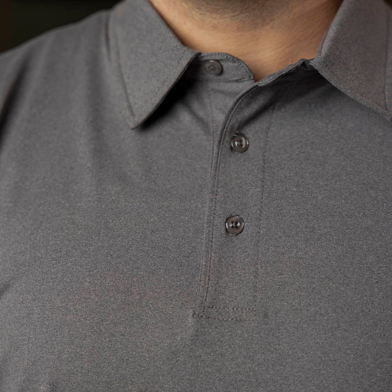 RSVLTS Iron Gate Melange Commuter Long Sleeve Polo in Gray — detail 8