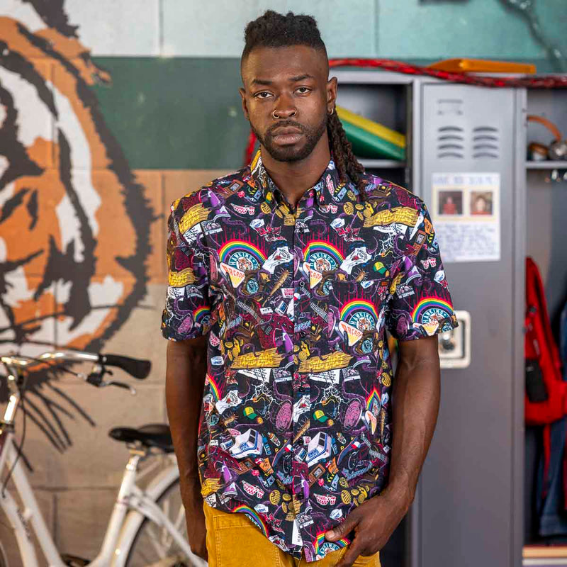 RSVLTS Dimensions Collide KUNUFLEX Short Sleeve Shirt in Black — detail 2