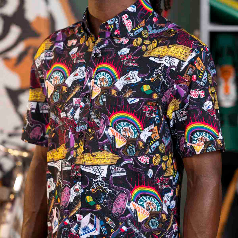 RSVLTS Dimensions Collide KUNUFLEX Short Sleeve Shirt in Black — detail 4