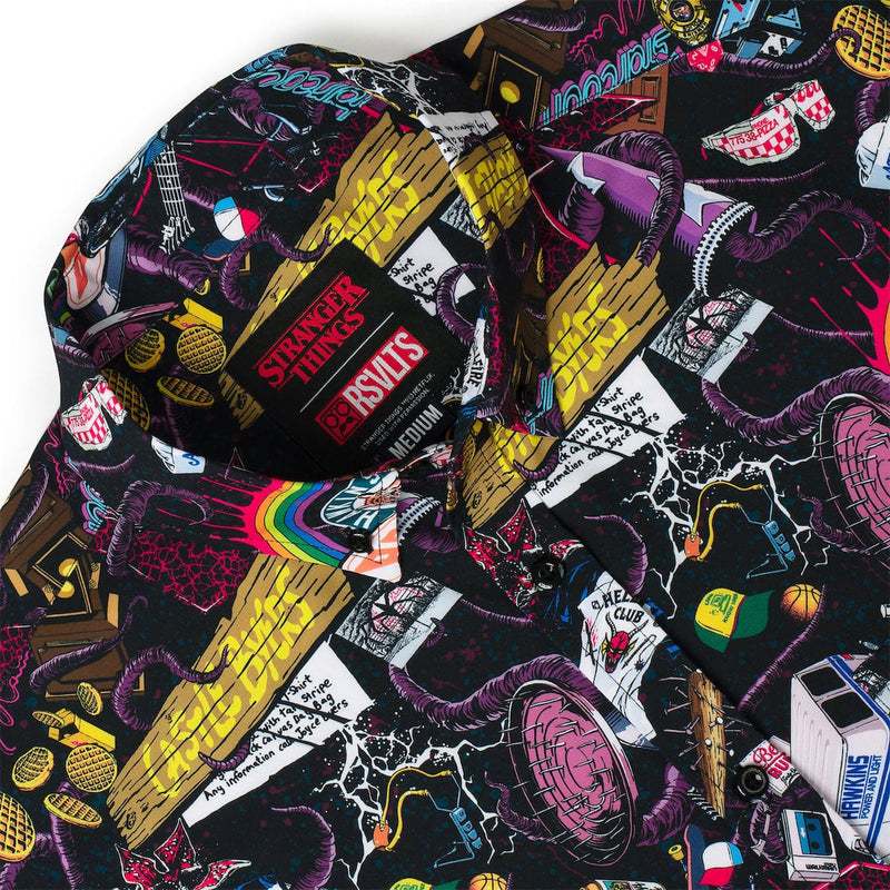 RSVLTS Dimensions Collide KUNUFLEX Short Sleeve Shirt in Black — detail 6