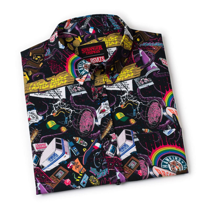 RSVLTS Dimensions Collide KUNUFLEX Short Sleeve Shirt in Black — detail 8