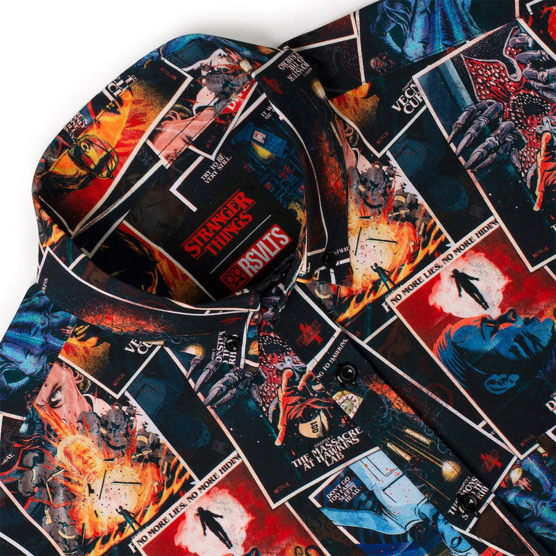 RSVLTS The Art of Four KUNUFLEX Short Sleeve Shirt in Black — detail 4
