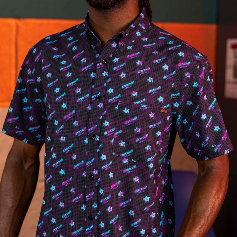 RSVLTS Battle of Starcourt KUNUFLEX Short Sleeve Shirt in Black — detail 3