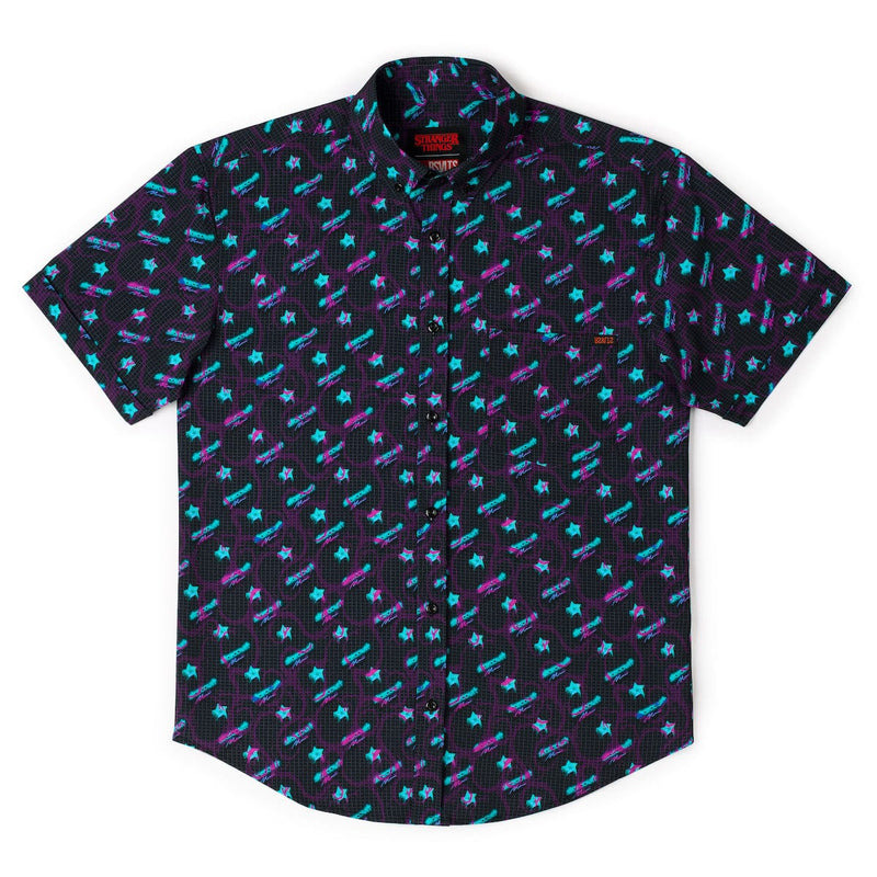 RSVLTS Battle of Starcourt KUNUFLEX Short Sleeve Shirt in Black — detail 4