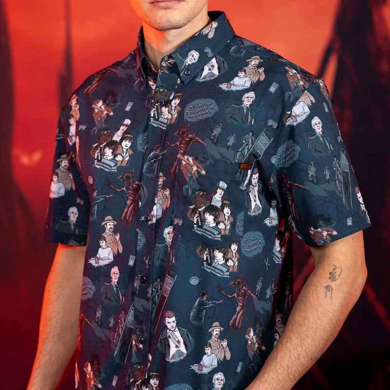 RSVLTS Something Is Coming KUNUFLEX Short Sleeve Shirt in Blue — detail 4
