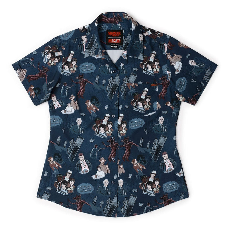 RSVLTS Something Is Coming Women's KUNUFLEX Short Sleeve Shirt in Blue — detail 2