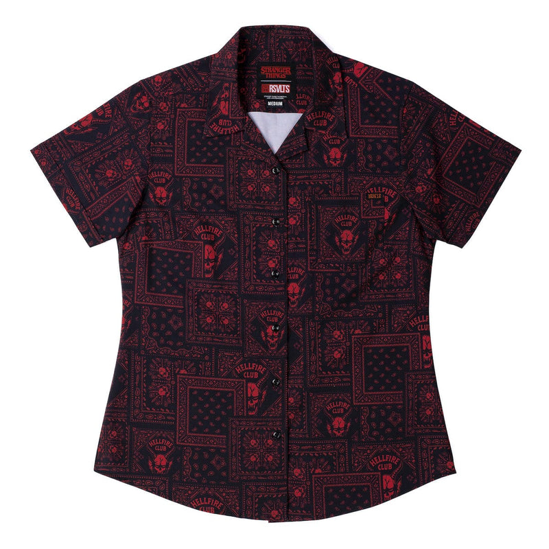 RSVLTS Welcome to Hellfire Women's KUNUFLEX Short Sleeve Shirt in Black — detail 2