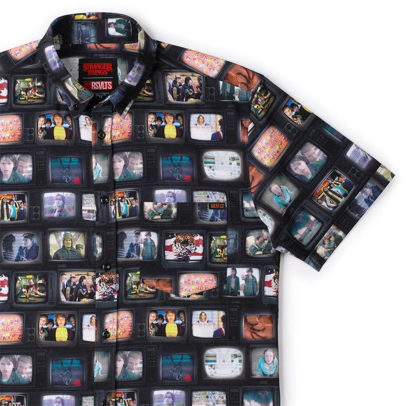 RSVLTS Strange Signals KUNUFLEX Short Sleeve Shirt in Black — front view