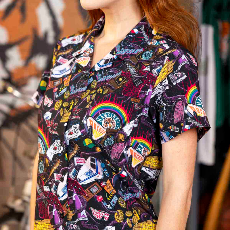 RSVLTS Dimensions Collide Women's KUNUFLEX Short Sleeve Shirt in Black — detail 3