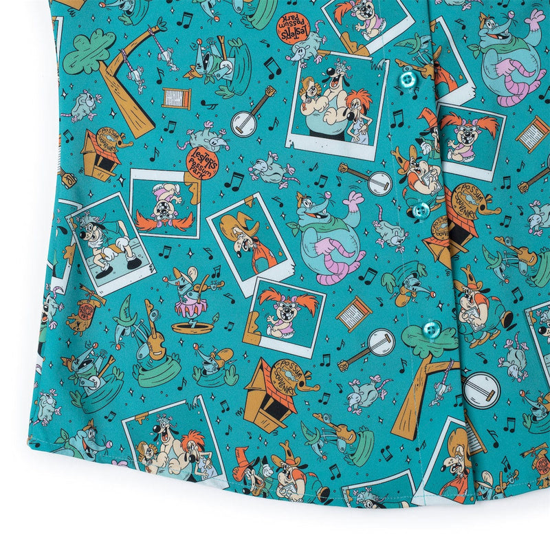 RSVLTS Lester’s Possum Park Women's KUNUFLEX Short Sleeve Shirt in Green — detail 4