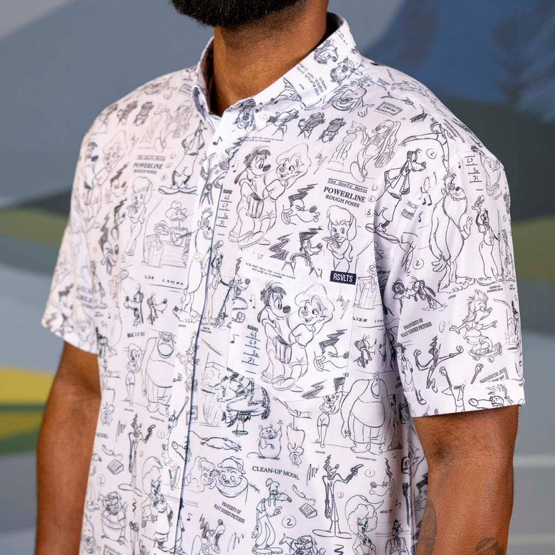 RSVLTS Art of A Goofy Movie KUNUFLEX Short Sleeve Shirt in White — detail 4
