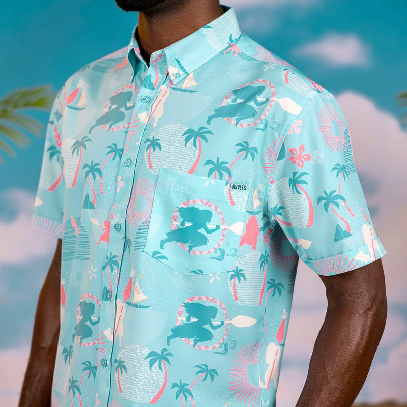 RSVLTS Wayfinding KUNUFLEX Short Sleeve Shirt in Blue — detail 4