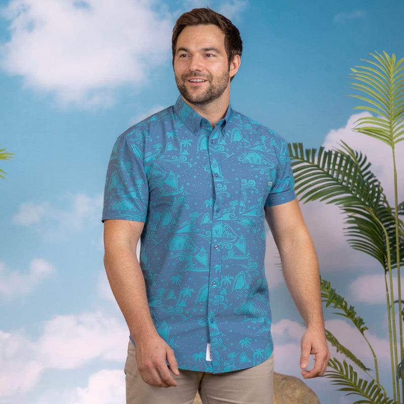 RSVLTS Guiding Stars KUNUFLEX Short Sleeve Shirt in Blue — detail 2