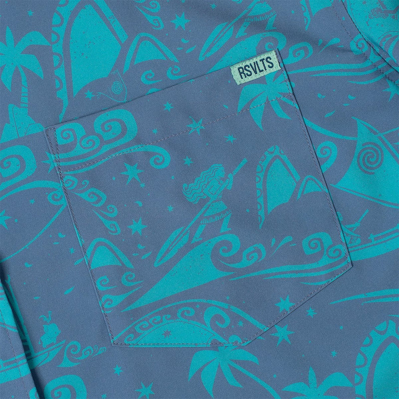 RSVLTS Guiding Stars KUNUFLEX Short Sleeve Shirt in Blue — detail 3