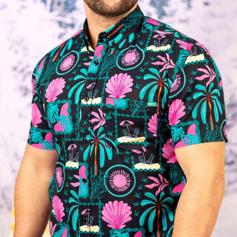 RSVLTS Miami Vibes KUNUFLEX Short Sleeve Shirt in Multicolor — front view