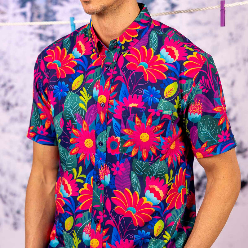 RSVLTS Untamed Tropic KUNUFLEX Short Sleeve Shirt in Multicolor — front view