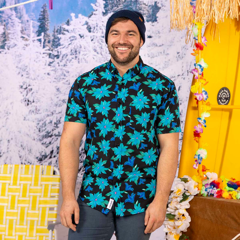 RSVLTS Moon Garden KUNUFLEX Short Sleeve Shirt in Black — detail 3