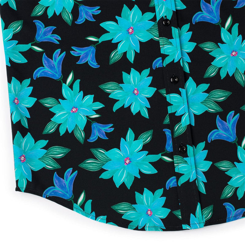 RSVLTS Moon Garden KUNUFLEX Short Sleeve Shirt in Black — detail 7