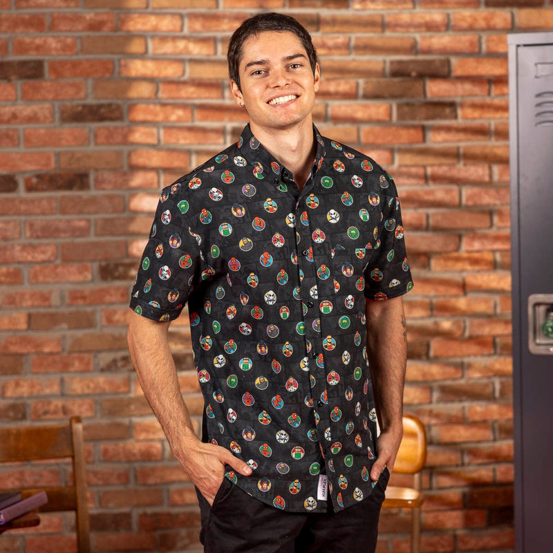 RSVLTS Allies and Archenemies KUNUFLEX Short Sleeve Shirt in Black — detail 2