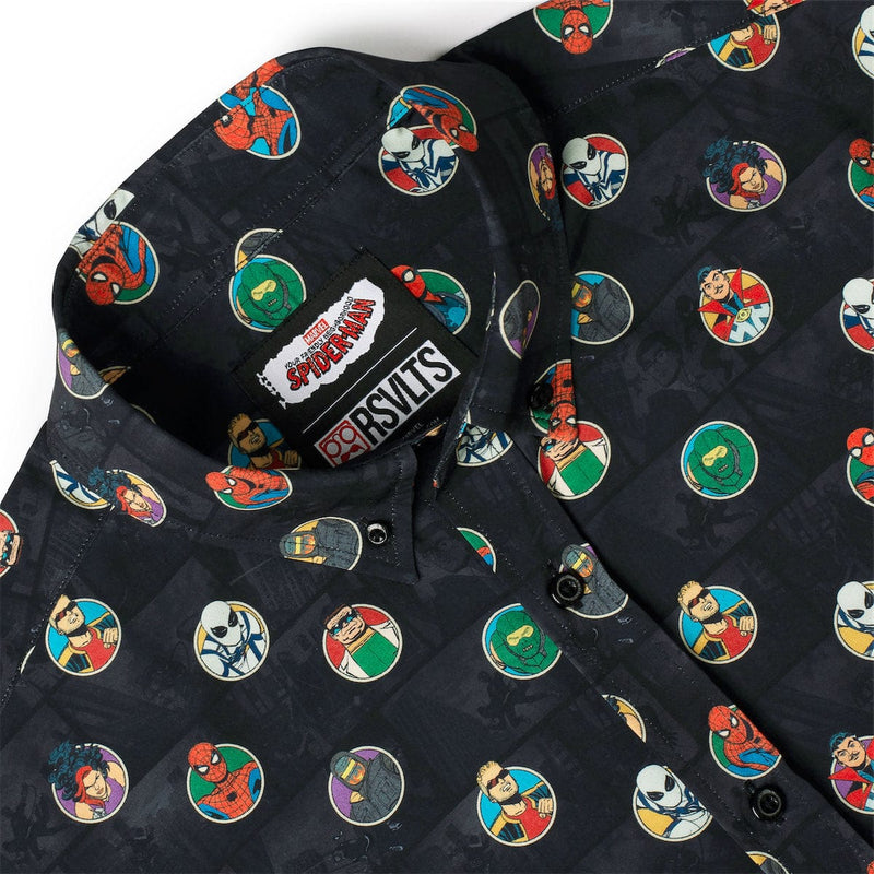 RSVLTS Allies and Archenemies KUNUFLEX Short Sleeve Shirt in Black — detail 6