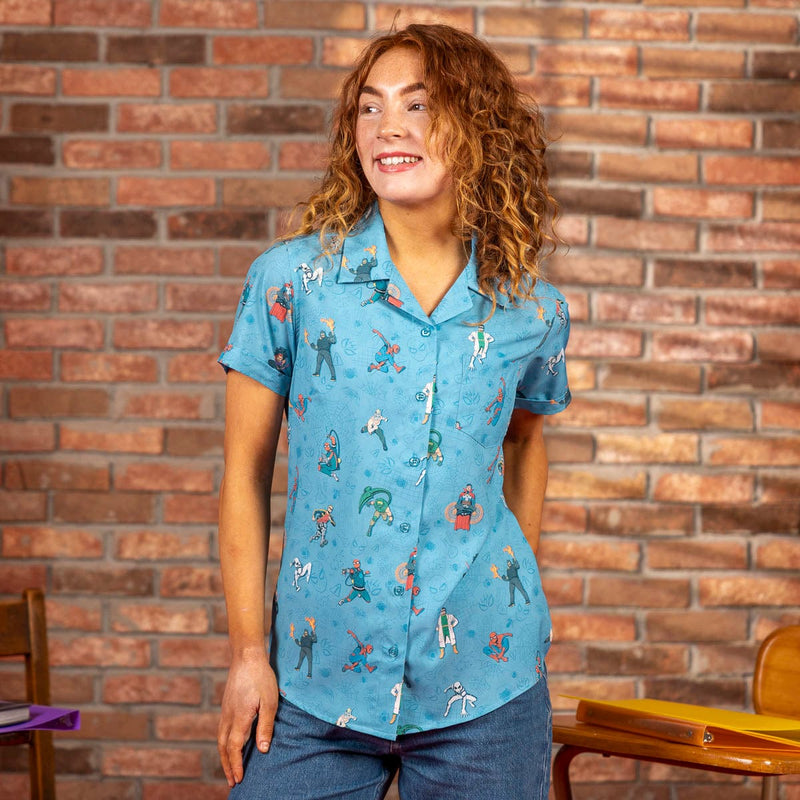 RSVLTS After-School Activities Women's KUNUFLEX Short Sleeve Shirt in Blue — front view