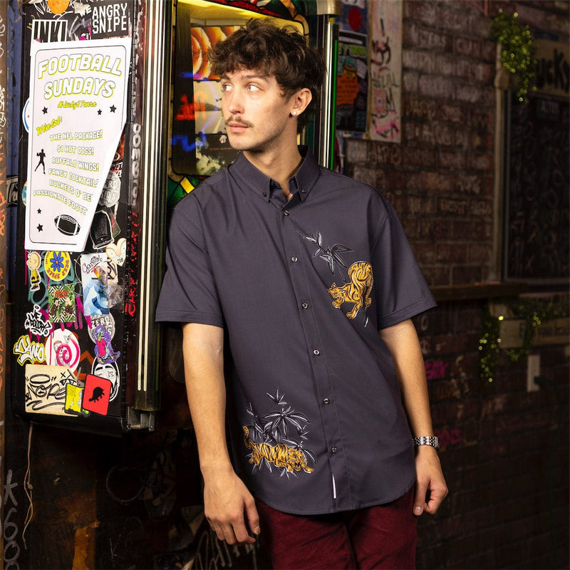 RSVLTS Night Moves KUNUFLEX Short Sleeve Shirt in Black — detail 2