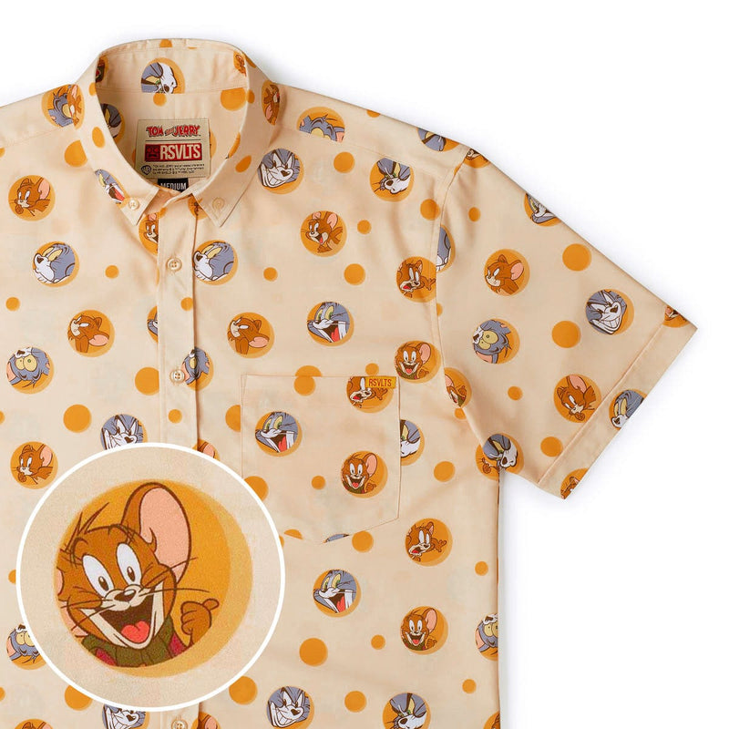 RSVLTS Swiss Cheesin’ KUNUFLEX Short Sleeve Shirt in Yellow — front view
