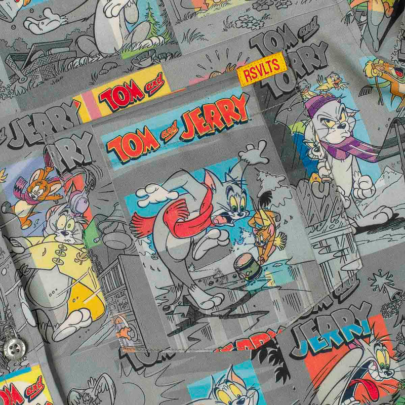 RSVLTS Comic Chaos KUNUFLEX Short Sleeve Shirt in Gray — detail 3