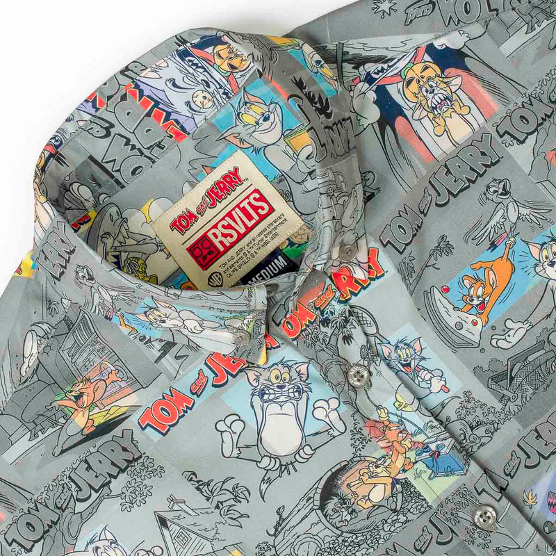 RSVLTS Comic Chaos KUNUFLEX Short Sleeve Shirt in Gray — detail 6