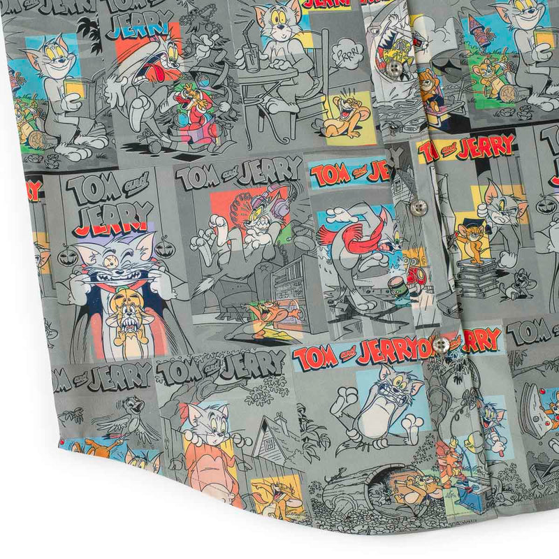 RSVLTS Comic Chaos KUNUFLEX Short Sleeve Shirt in Gray — detail 7