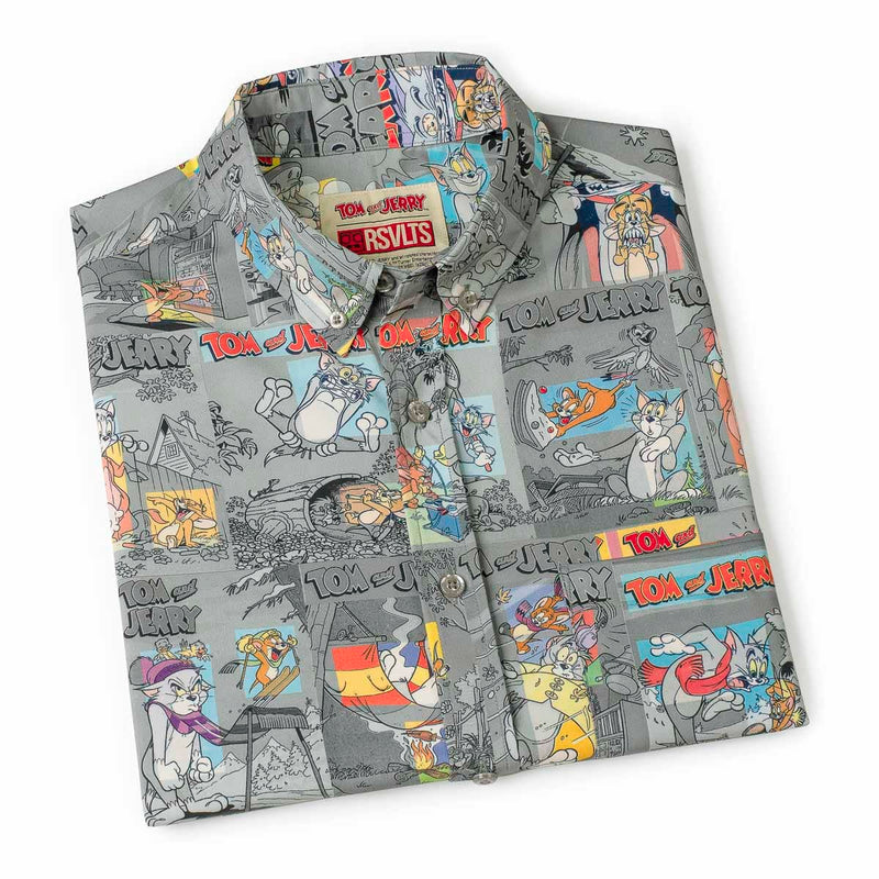 RSVLTS Comic Chaos KUNUFLEX Short Sleeve Shirt in Gray — detail 8