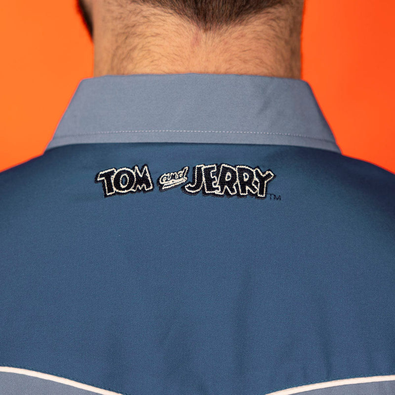 RSVLTS Game of Cat and Mouse Roper Short Sleeve Shirt in Blue — detail 5