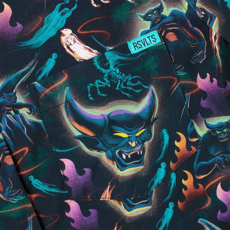 RSVLTS Fright on Bald Mountain Women's KUNUFLEX Short Sleeve Shirt in Multicolor — detail 2